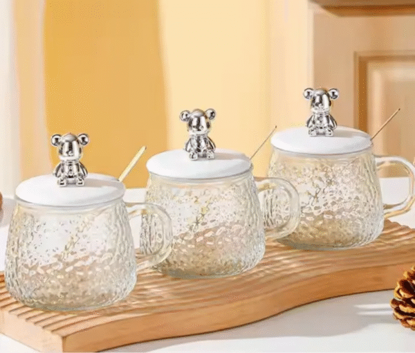 Tasse en verre avec couvercle + cuillère – Image 4