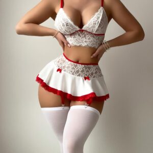Complet sexy blanc rouge L