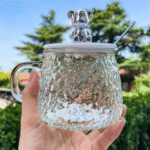 Tasse en verre avec couvercle + cuillère